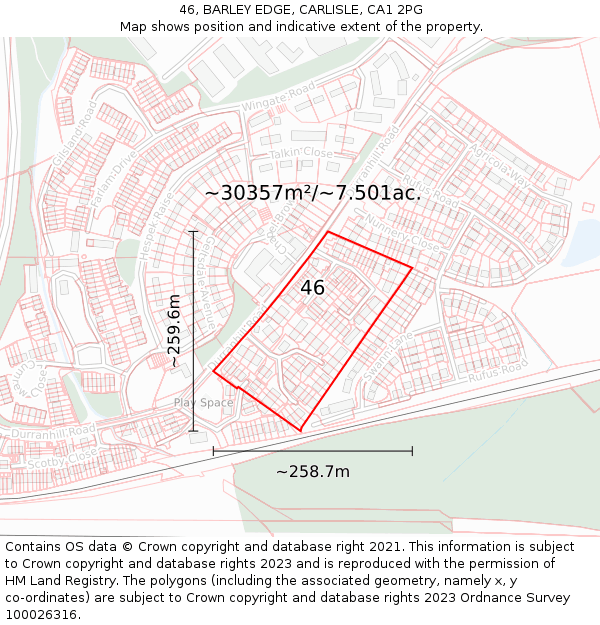 46, BARLEY EDGE, CARLISLE, CA1 2PG: Plot and title map