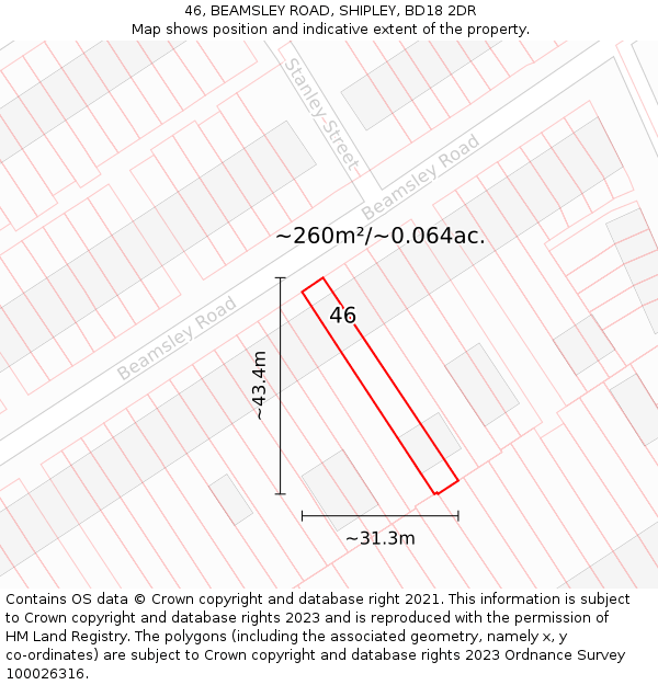 46, BEAMSLEY ROAD, SHIPLEY, BD18 2DR: Plot and title map