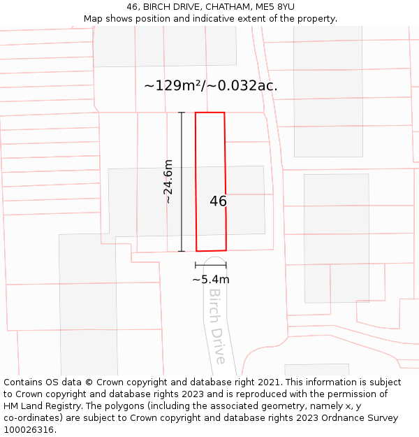 46, BIRCH DRIVE, CHATHAM, ME5 8YU: Plot and title map
