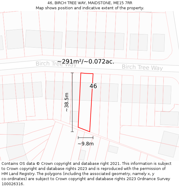 46, BIRCH TREE WAY, MAIDSTONE, ME15 7RR: Plot and title map