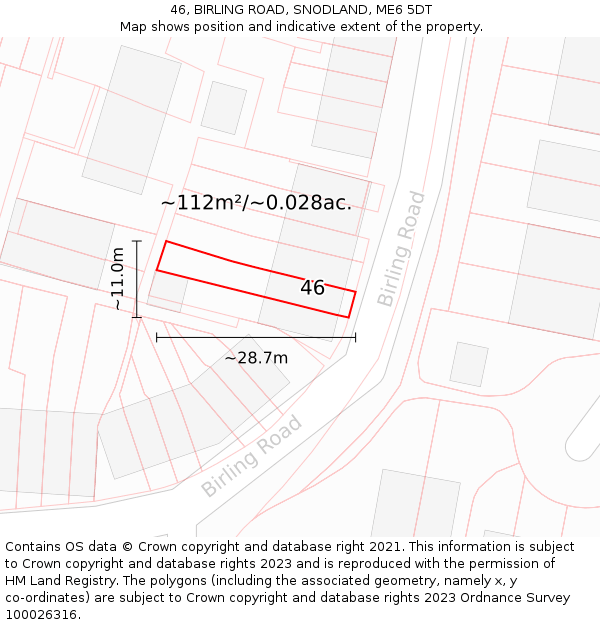 46, BIRLING ROAD, SNODLAND, ME6 5DT: Plot and title map