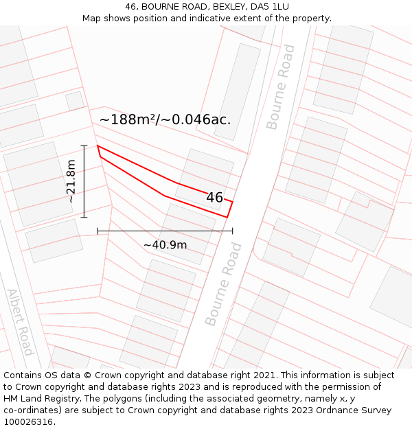 46, BOURNE ROAD, BEXLEY, DA5 1LU: Plot and title map