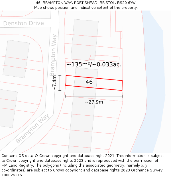 46, BRAMPTON WAY, PORTISHEAD, BRISTOL, BS20 6YW: Plot and title map