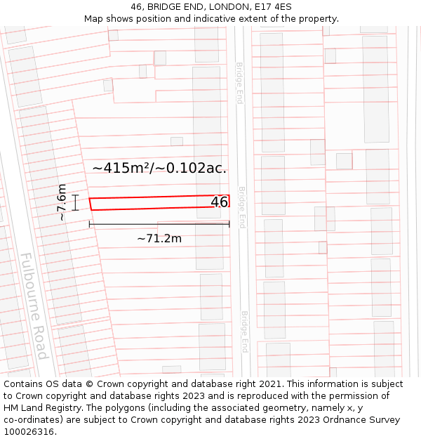 46, BRIDGE END, LONDON, E17 4ES: Plot and title map