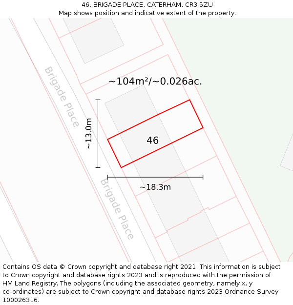 46, BRIGADE PLACE, CATERHAM, CR3 5ZU: Plot and title map