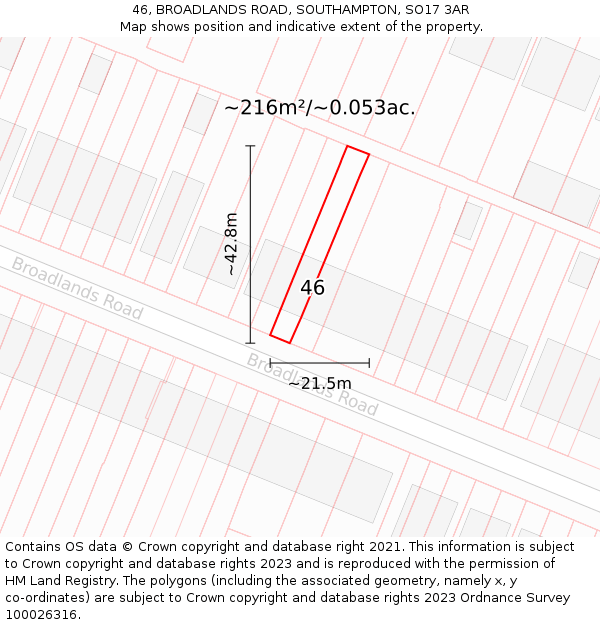 46, BROADLANDS ROAD, SOUTHAMPTON, SO17 3AR: Plot and title map