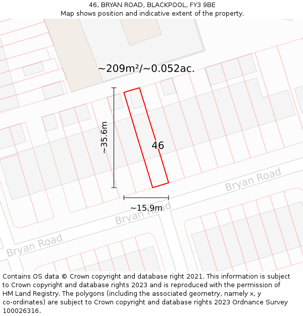 46, BRYAN ROAD, BLACKPOOL, FY3 9BE: Plot and title map