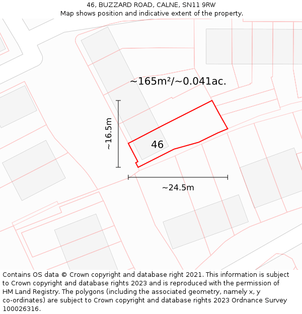 46, BUZZARD ROAD, CALNE, SN11 9RW: Plot and title map