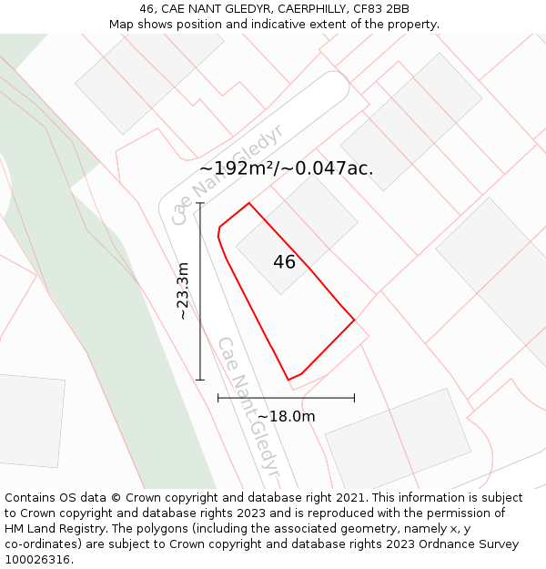 46, CAE NANT GLEDYR, CAERPHILLY, CF83 2BB: Plot and title map