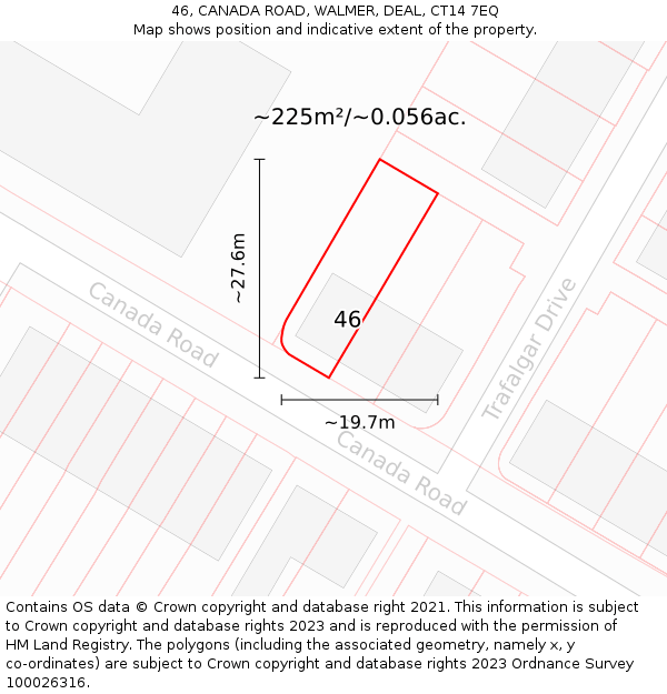 46, CANADA ROAD, WALMER, DEAL, CT14 7EQ: Plot and title map