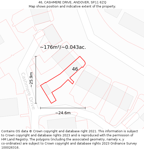 46, CASHMERE DRIVE, ANDOVER, SP11 6ZQ: Plot and title map
