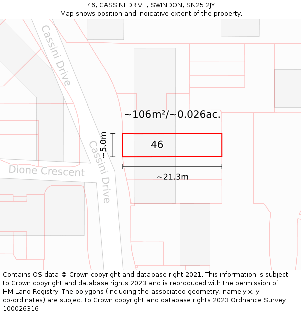 46, CASSINI DRIVE, SWINDON, SN25 2JY: Plot and title map
