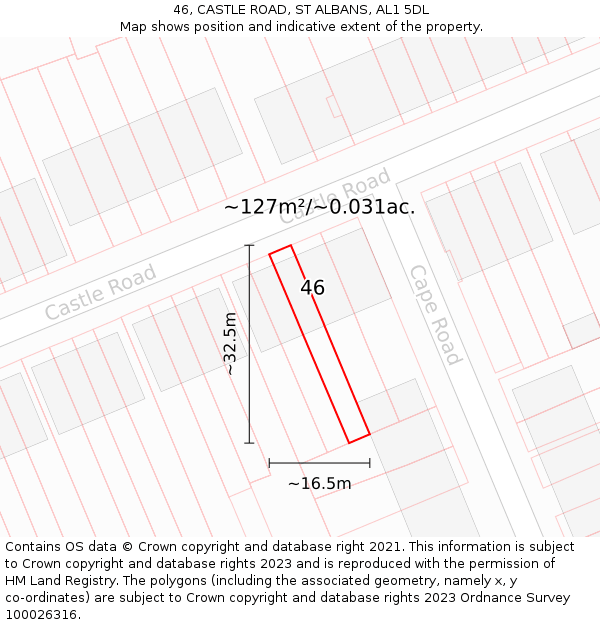 46, CASTLE ROAD, ST ALBANS, AL1 5DL: Plot and title map