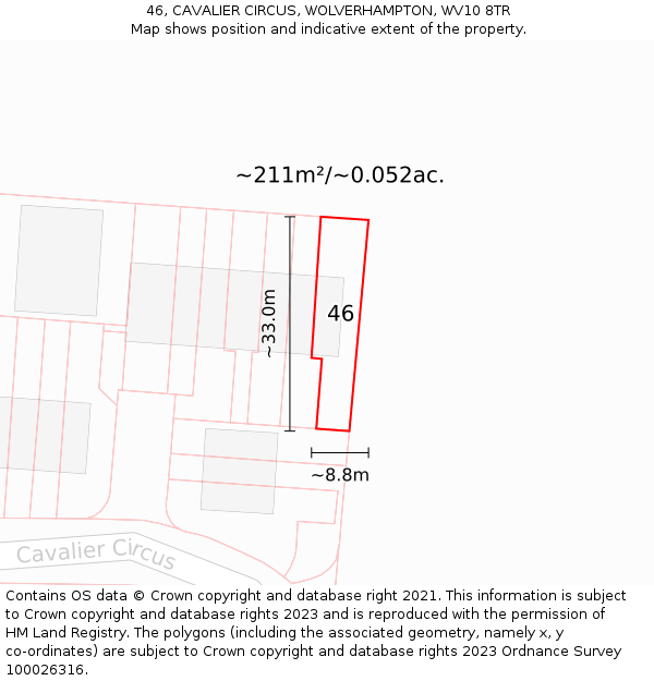 46, CAVALIER CIRCUS, WOLVERHAMPTON, WV10 8TR: Plot and title map