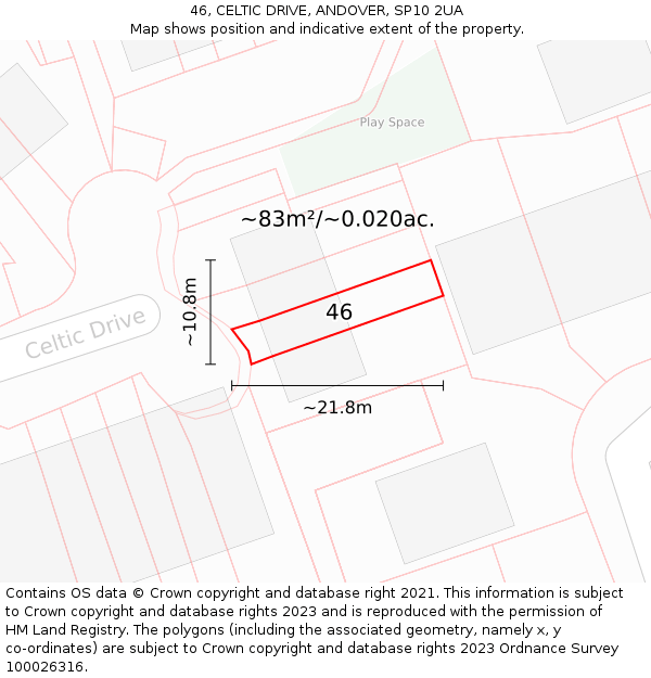 46, CELTIC DRIVE, ANDOVER, SP10 2UA: Plot and title map