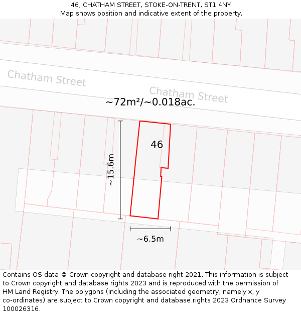 46, CHATHAM STREET, STOKE-ON-TRENT, ST1 4NY: Plot and title map