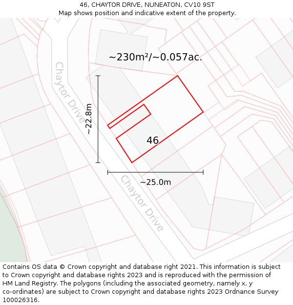 46, CHAYTOR DRIVE, NUNEATON, CV10 9ST: Plot and title map