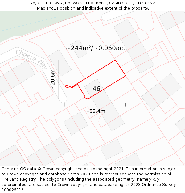 46, CHEERE WAY, PAPWORTH EVERARD, CAMBRIDGE, CB23 3NZ: Plot and title map