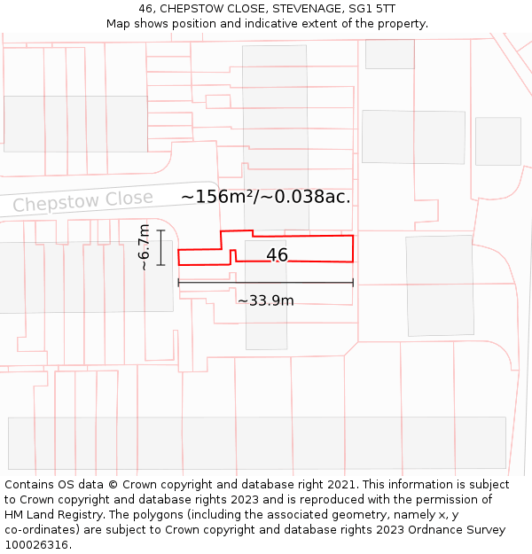 46, CHEPSTOW CLOSE, STEVENAGE, SG1 5TT: Plot and title map