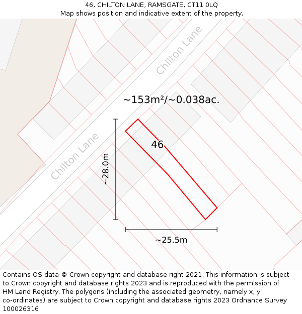 46, CHILTON LANE, RAMSGATE, CT11 0LQ: Plot and title map