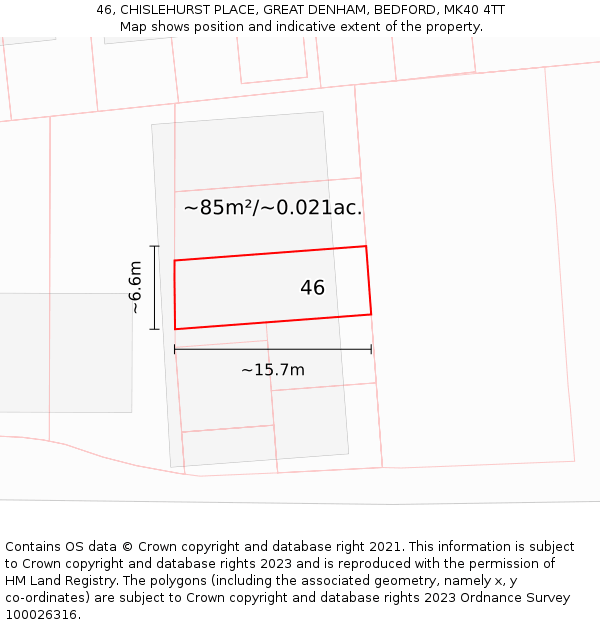 46, CHISLEHURST PLACE, GREAT DENHAM, BEDFORD, MK40 4TT: Plot and title map