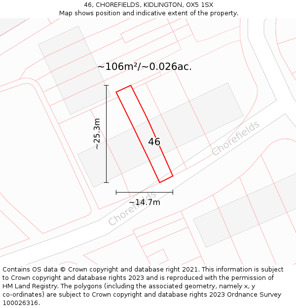46, CHOREFIELDS, KIDLINGTON, OX5 1SX: Plot and title map