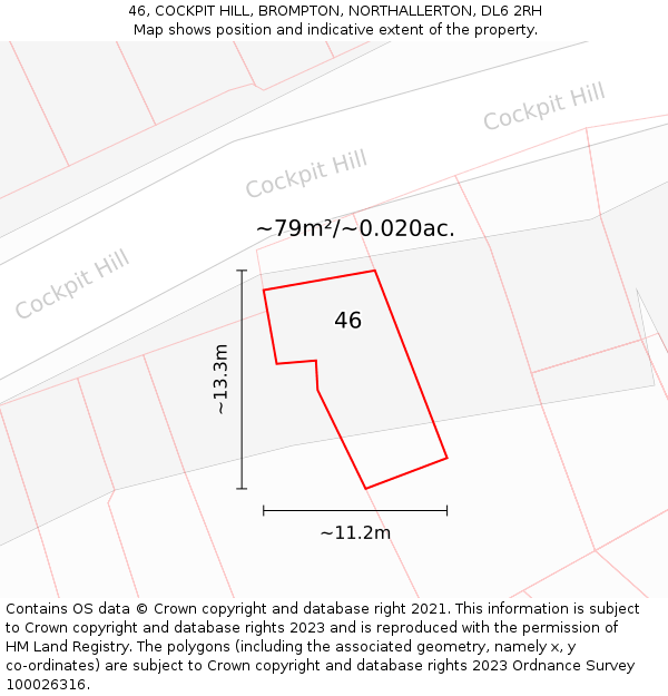 46, COCKPIT HILL, BROMPTON, NORTHALLERTON, DL6 2RH: Plot and title map