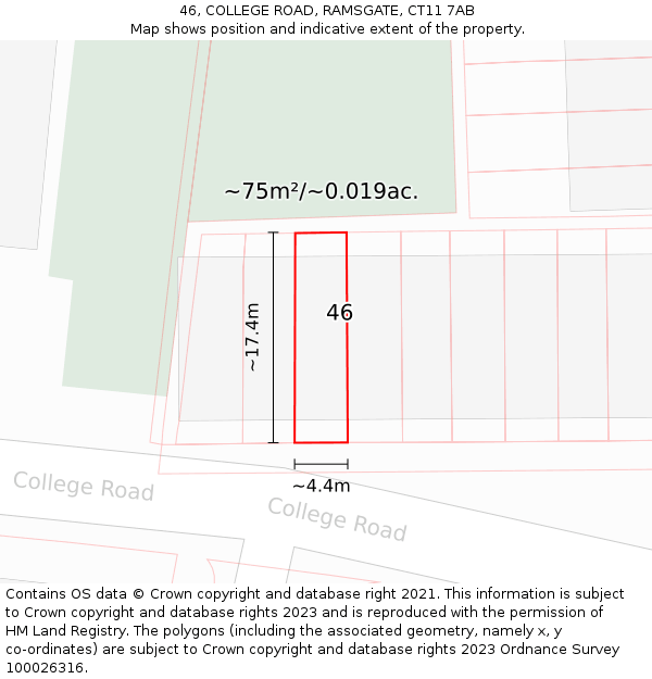 46, COLLEGE ROAD, RAMSGATE, CT11 7AB: Plot and title map