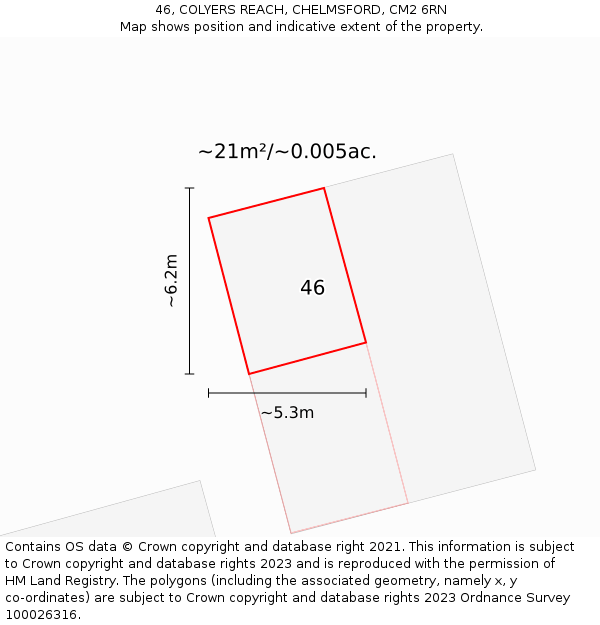 46, COLYERS REACH, CHELMSFORD, CM2 6RN: Plot and title map