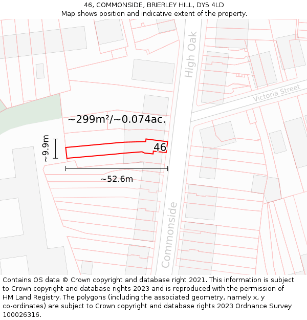 46, COMMONSIDE, BRIERLEY HILL, DY5 4LD: Plot and title map