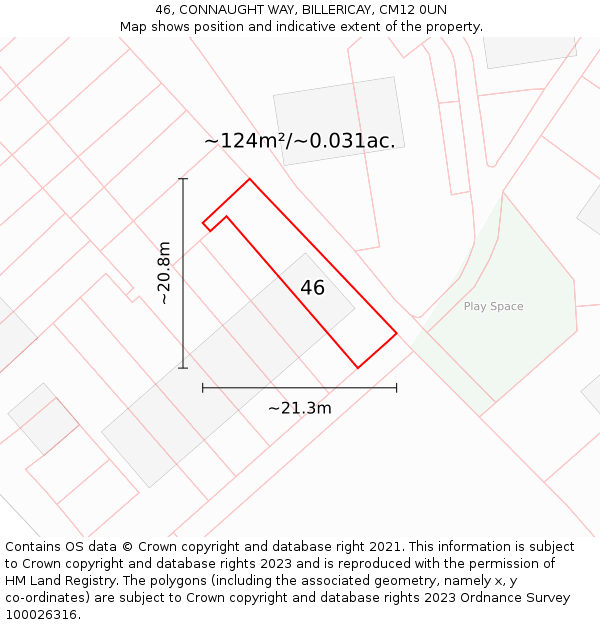 46, CONNAUGHT WAY, BILLERICAY, CM12 0UN: Plot and title map
