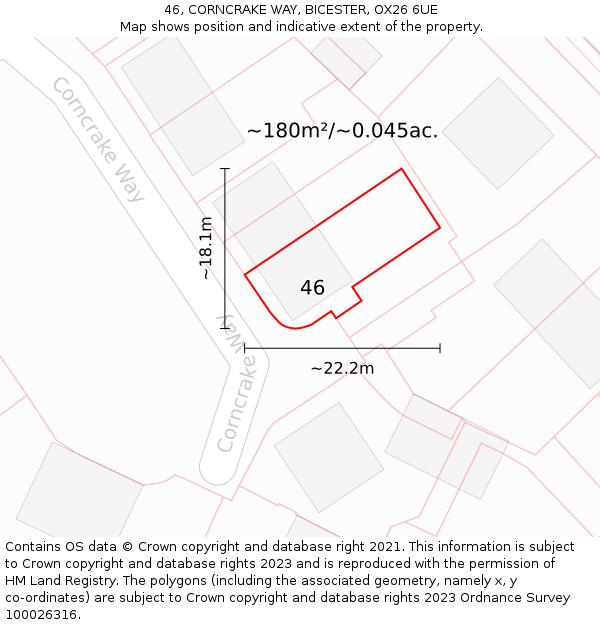46, CORNCRAKE WAY, BICESTER, OX26 6UE: Plot and title map
