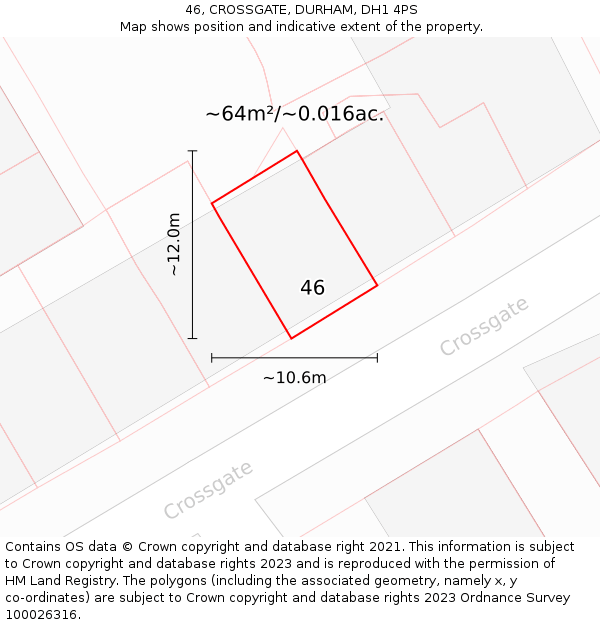 46, CROSSGATE, DURHAM, DH1 4PS: Plot and title map