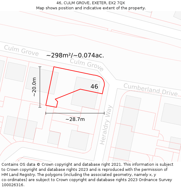46, CULM GROVE, EXETER, EX2 7QX: Plot and title map