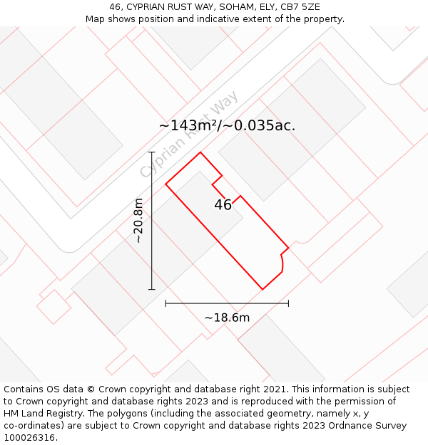 46, CYPRIAN RUST WAY, SOHAM, ELY, CB7 5ZE: Plot and title map