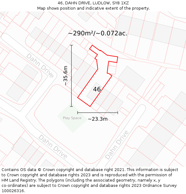 46, DAHN DRIVE, LUDLOW, SY8 1XZ: Plot and title map