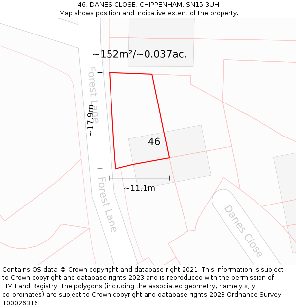 46, DANES CLOSE, CHIPPENHAM, SN15 3UH: Plot and title map