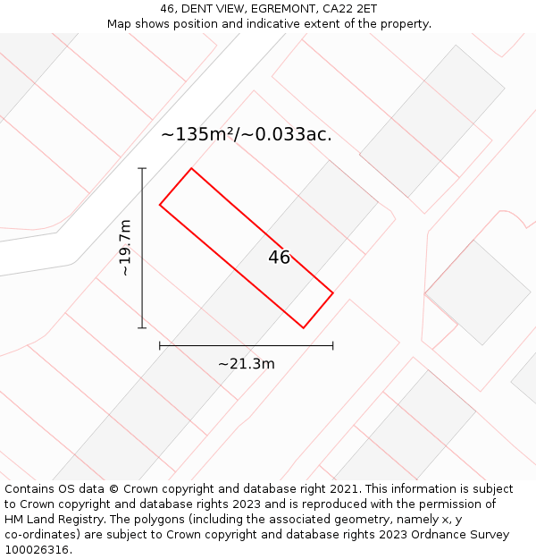 46, DENT VIEW, EGREMONT, CA22 2ET: Plot and title map