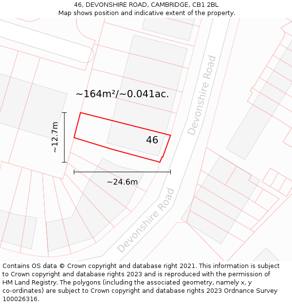 46, DEVONSHIRE ROAD, CAMBRIDGE, CB1 2BL: Plot and title map
