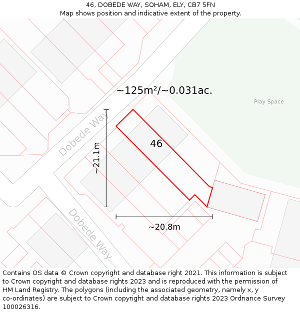 46, DOBEDE WAY, SOHAM, ELY, CB7 5FN: Plot and title map
