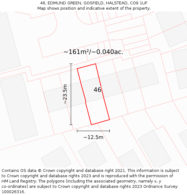 46, EDMUND GREEN, GOSFIELD, HALSTEAD, CO9 1UF: Plot and title map