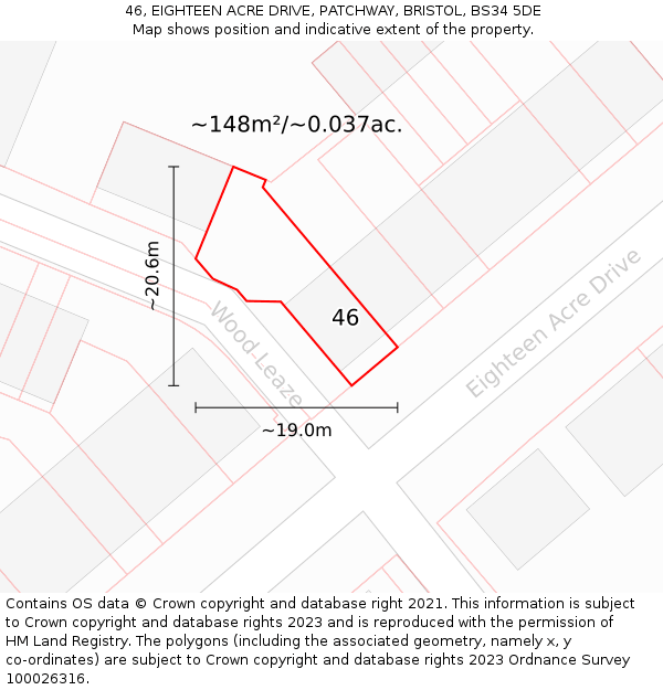 46, EIGHTEEN ACRE DRIVE, PATCHWAY, BRISTOL, BS34 5DE: Plot and title map