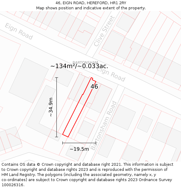 46, EIGN ROAD, HEREFORD, HR1 2RY: Plot and title map