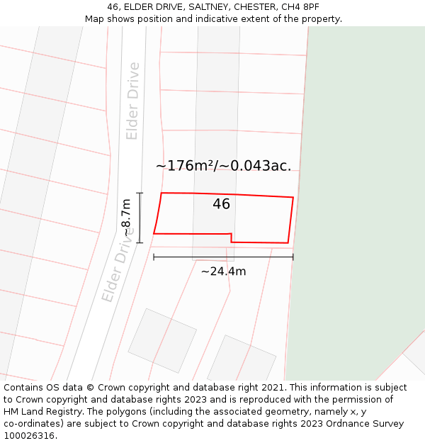 46, ELDER DRIVE, SALTNEY, CHESTER, CH4 8PF: Plot and title map