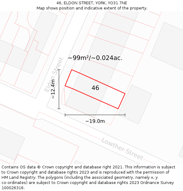 46, ELDON STREET, YORK, YO31 7NE: Plot and title map