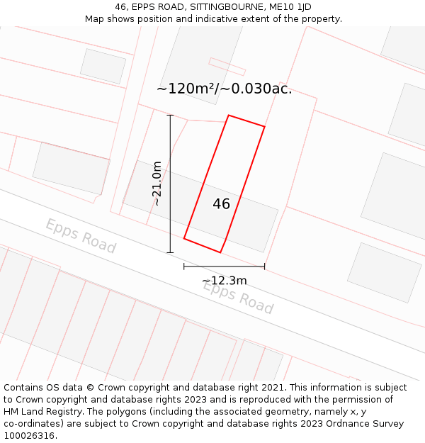 46, EPPS ROAD, SITTINGBOURNE, ME10 1JD: Plot and title map