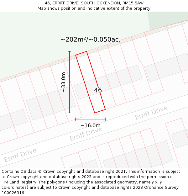 46, ERRIFF DRIVE, SOUTH OCKENDON, RM15 5AW: Plot and title map