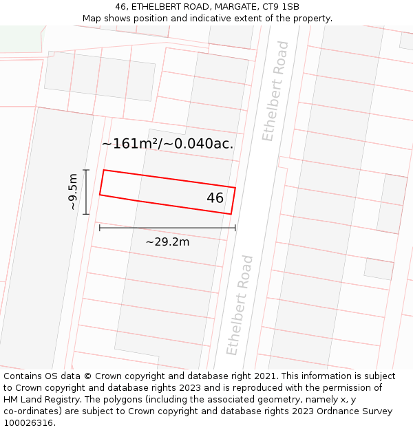 46, ETHELBERT ROAD, MARGATE, CT9 1SB: Plot and title map