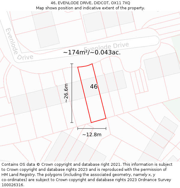 46, EVENLODE DRIVE, DIDCOT, OX11 7XQ: Plot and title map