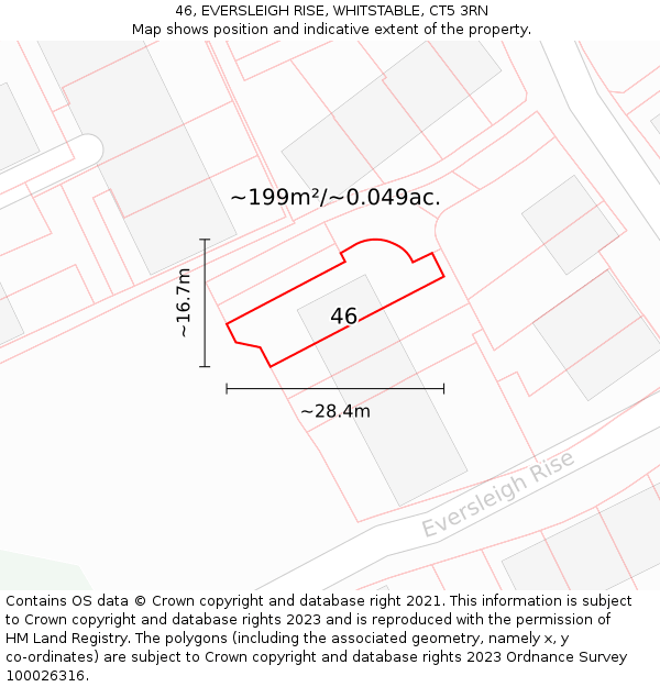 46, EVERSLEIGH RISE, WHITSTABLE, CT5 3RN: Plot and title map